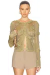 Cult Gaia Long-sleeved Knitted Cardigan In Gold