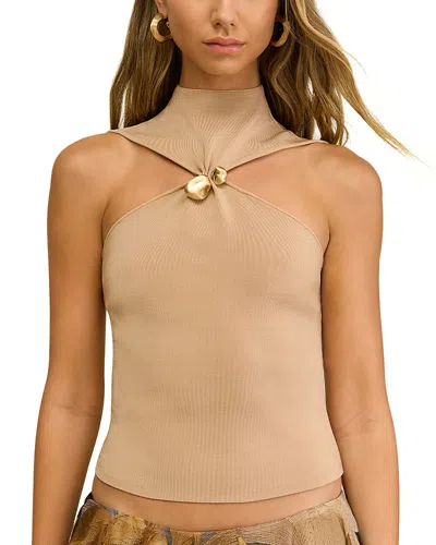 Cult Gaia Katherine Knit Top In Sesame In Pink