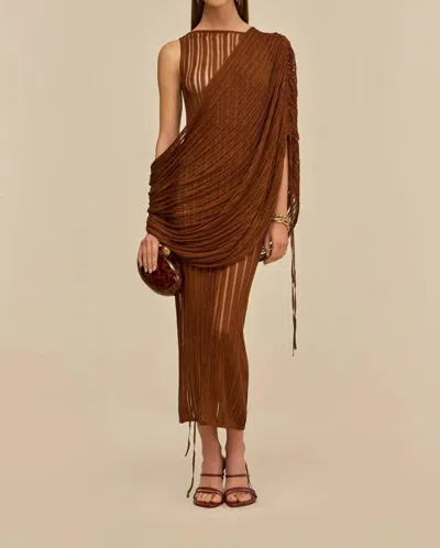 Cult Gaia Kaya Knit Dress In Saddle In Brown