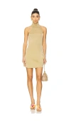 Cult Gaia Kaylilah Metallic Knitted Open-back Turtleneck Mini Dress In 金色
