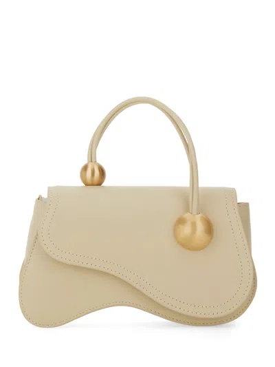 Cult Gaia Kazia Leather Top Handle Crossbody In Sand Dollar