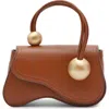Cult Gaia Kazia Nano Leather Crossbody Bag In Brown