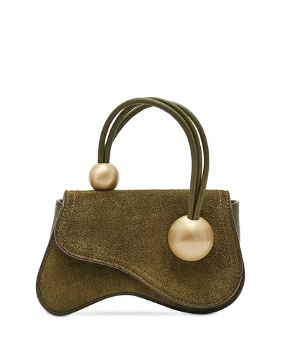 Cult Gaia Kazia Nano Mini Suede Crossbody Bag In Green