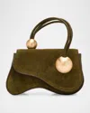 Cult Gaia Kazia Sculptural Suede Crossbody Bag In Green