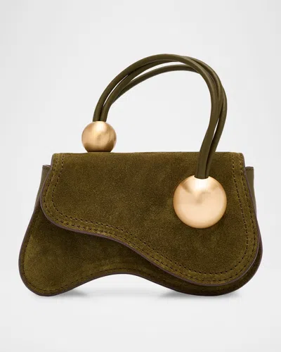 Cult Gaia Kazia Sculptural Suede Crossbody Bag In Green