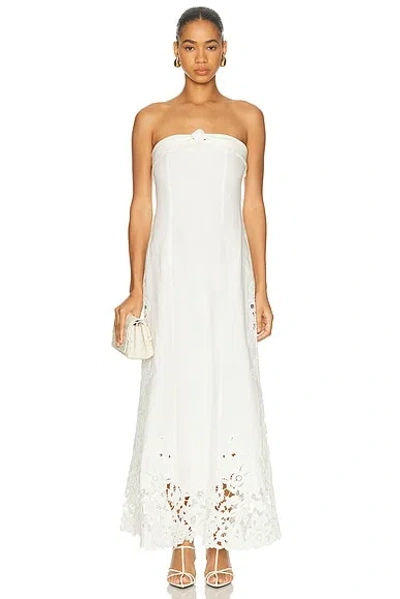 Cult Gaia Kellan Embroidered Linen Midi Dress In White