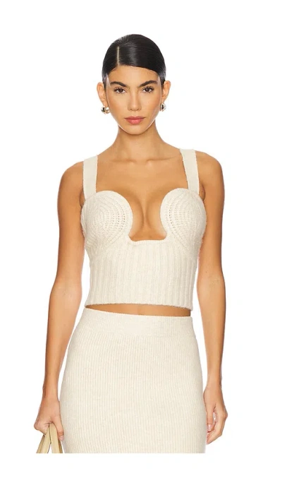 Cult Gaia Kensington Knit Top In Off White Melange