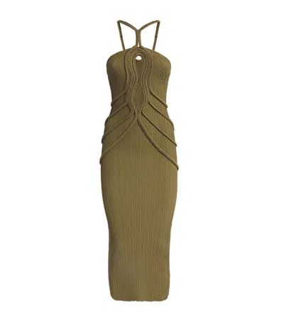 Cult Gaia Knitted Halterneck Avery Dress In Cedar