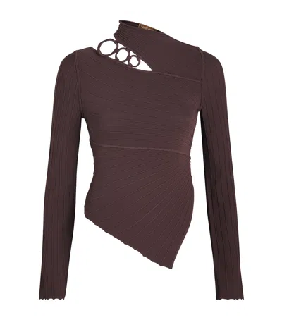 Cult Gaia Knitted Tayla Top In Brown
