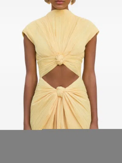 Cult Gaia Knot-detail Pleated Midi Dress In Yellow