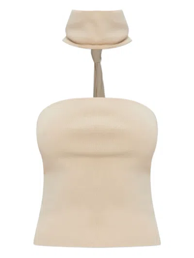Cult Gaia Knot-detail Ribbed Top In Pink