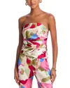 Cult Gaia Krisha Print Strapless Stretch Silk Jumpsuit In Floral Rosette
