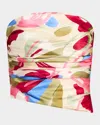 Cult Gaia Krisha Print Strapless Stretch Silk Jumpsuit In Floral Rosette