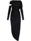 Cult Gaia Kumasi Long-sleeve Cutout Sequin Gown In Black