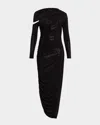 Cult Gaia Kumasi Long-sleeve Cutout Sequin Gown In Black