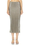 Cult Gaia Kylii Pleated Satin Midi Skirt In Tea
