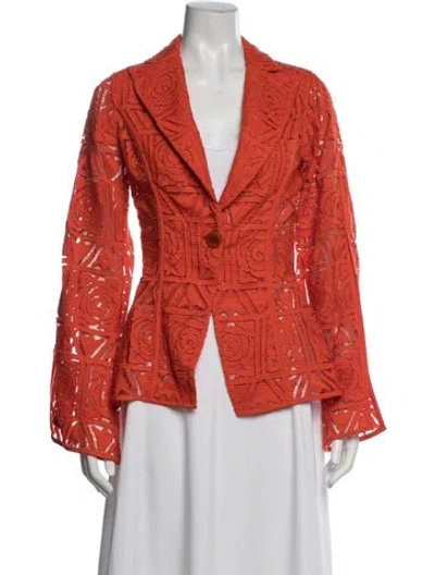 Pre-owned Cult Gaia Lace Pattern Blazer In Orange