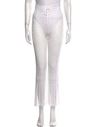 Pre-owned Cult Gaia Lace Pattern Flared Pants In White