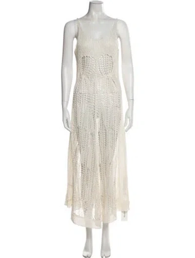 Pre-owned Cult Gaia Lace Pattern Long Dress In Neutral