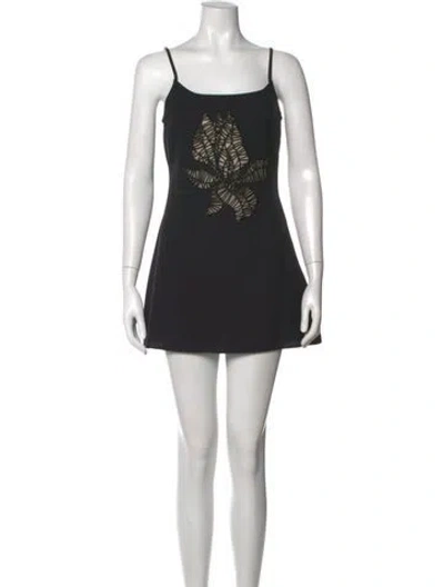Pre-owned Cult Gaia Lace Pattern Mini Dress In Black