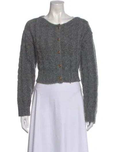 Pre-owned Cult Gaia Lace Pattern Scoop Neck Sweater In Gray