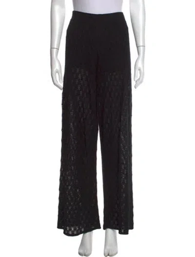 Pre-owned Cult Gaia Lace Pattern Wide Leg Pants In Black