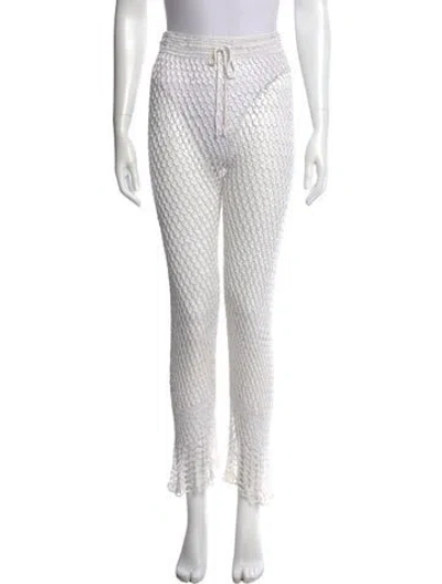 Pre-owned Cult Gaia Lace Pattern Wide Leg Pants In White