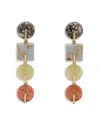 Cult Gaia Laguna Multicolor Stone Clip On Linear Drop Earrings In Multi