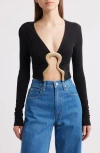 Cult Gaia Laia Embellished Cutout Crop Top In Black