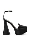 Cult Gaia Laina Satin Platform Pumps In Schwarz