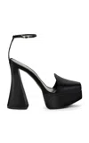 Cult Gaia Laina Satin Platform Pumps In Black