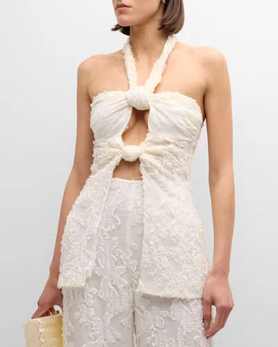 Cult Gaia Lainie Twist-front Halter Top In Off White