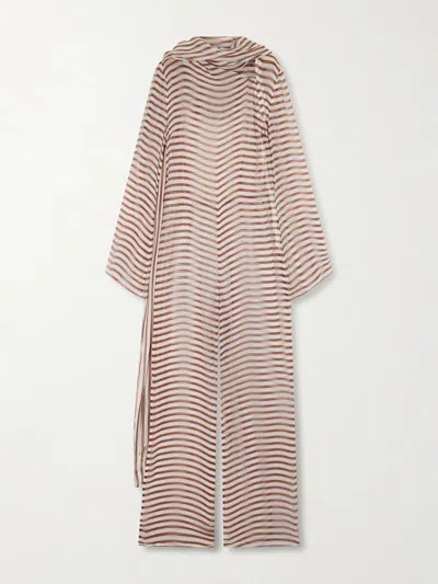 Cult Gaia Lakelyn Striped Silk-chiffon Coverup In Nude