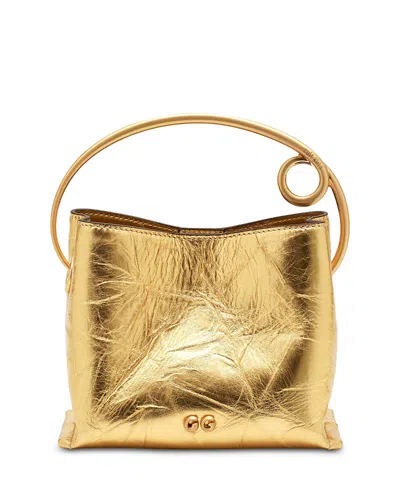 Cult Gaia Lalli Metallic Leather Top Handle Bag In Gold