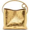 Cult Gaia Lalli Metallic Leather Top Handle Bag In Gold