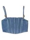 Cult Gaia Lauren Denim Tank Top In Blue