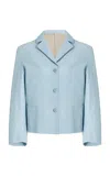 Cult Gaia Layton Leather Blazer In Blue