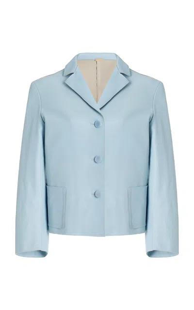 Cult Gaia Layton Leather Blazer In Blue