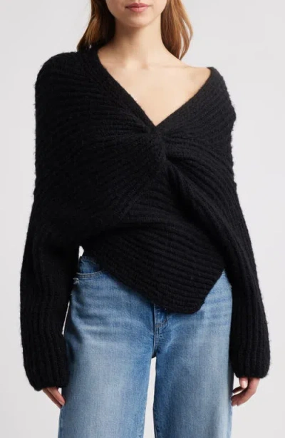 Cult Gaia Lea Knit Off The Shoulder Sweater In Black