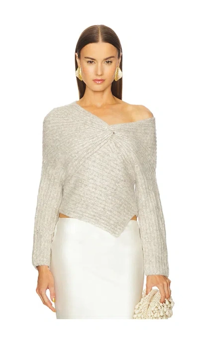 Cult Gaia Lea Off-the-shoulder Wool-blend Sweater In Grey