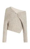 Cult Gaia Lea Off-the-shoulder Wool-blend Sweater In Neutral