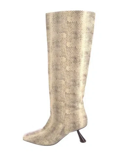 Pre-owned Cult Gaia Leather Animal Print Boots In Neutral