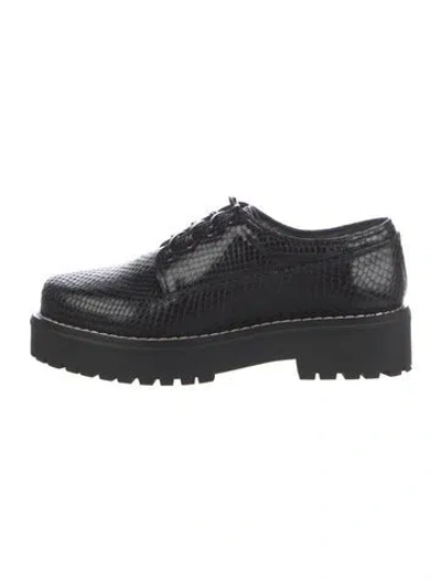 Pre-owned Cult Gaia Leather Animal Print Oxfords In Black