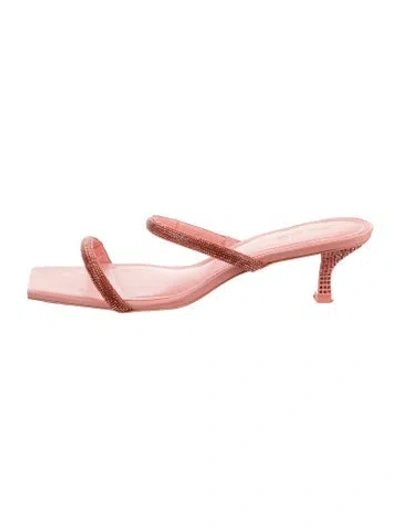 Pre-owned Cult Gaia Leather Animal Print Slides In Pink
