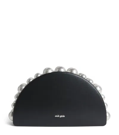 Cult Gaia Leather Beaded Gili Clutch Bag In Black