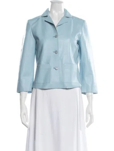 Pre-owned Cult Gaia Leather Blazer In Blue