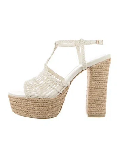 Pre-owned Cult Gaia Leather Braided Accents Espadrilles In Neutral