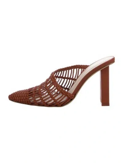 Pre-owned Cult Gaia Leather Braided Accents Mules In Brown