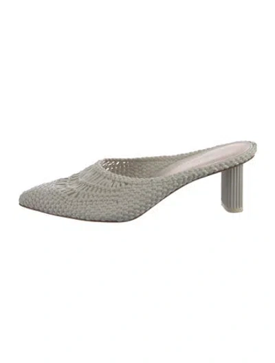 Pre-owned Cult Gaia Leather Braided Accents Mules In Neutral