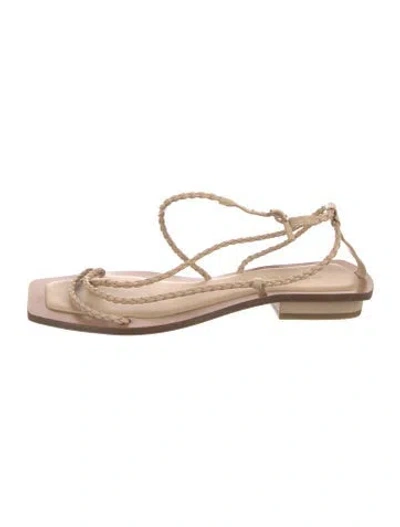 Pre-owned Cult Gaia Leather Braided Accents Slingback Sandals In Neutral
